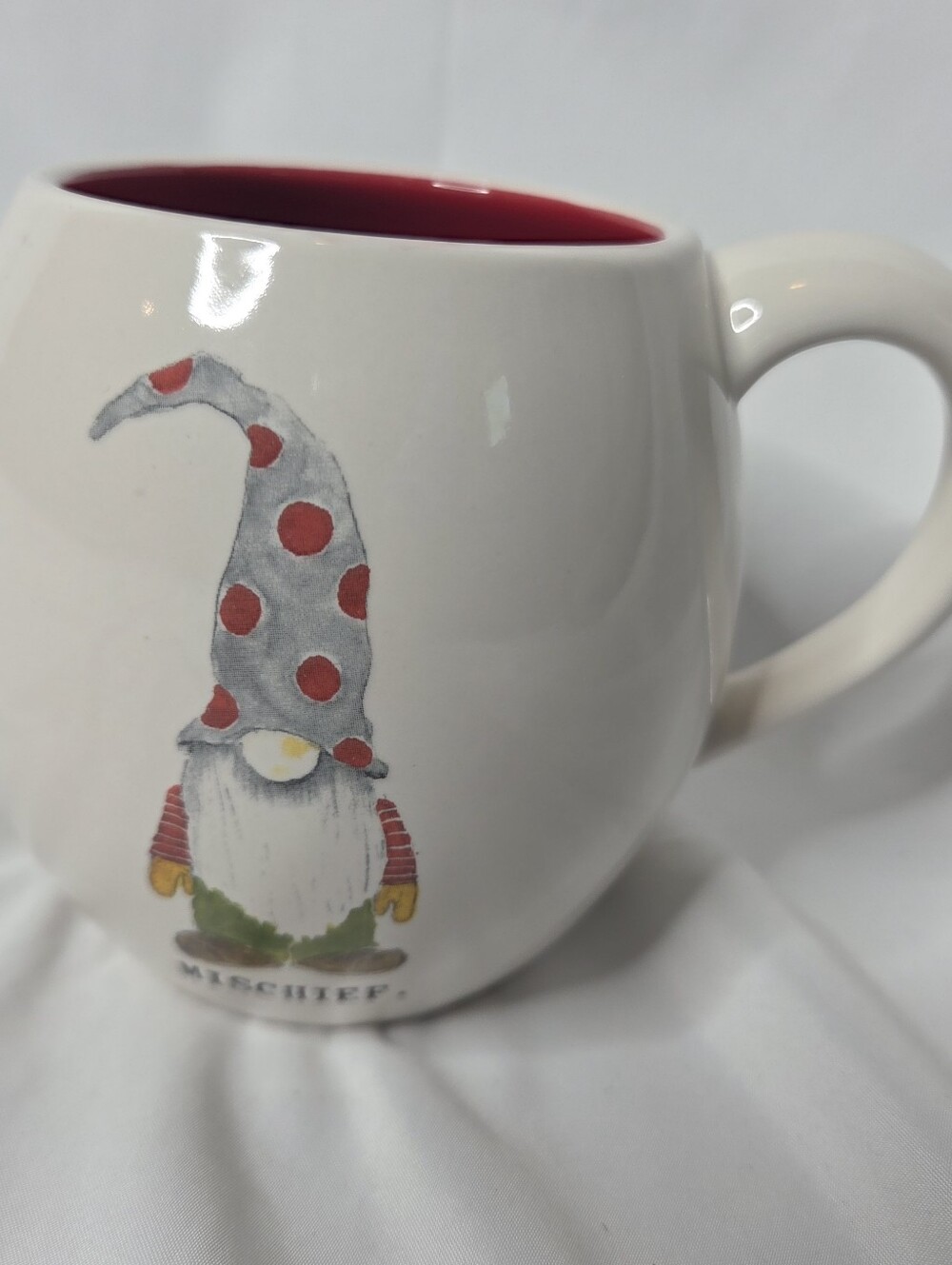 Rae Dunn Gnome Mug with Red Interior Mischief